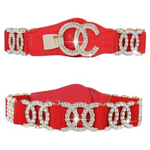 腰带女装饰皮带2025新款网红水钻时尚百搭弹力女士镶钻松紧腰封潮