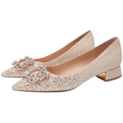 绝美@@香槟色两穿新娘婚鞋伴娘鞋