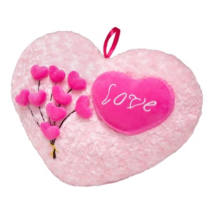 可爱心形抱枕粉色爱心毛绒靠垫沙发床上睡觉枕头情人节礼物送女友