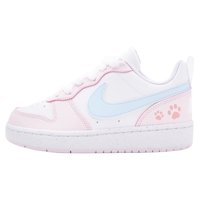 球鞋定制 NIKE/耐克 Court Borough 甜心猫爪 可爱百搭低帮板鞋