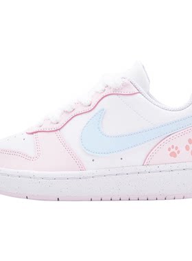 球鞋定制 NIKE/耐克 Court Borough 甜心猫爪 可爱百搭低帮板鞋