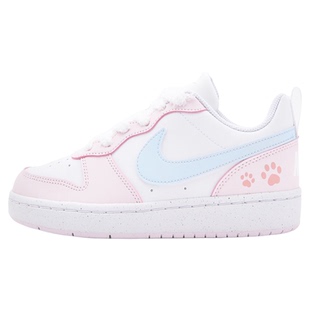 球鞋定制 NIKE/耐克 Court Borough 甜心猫爪 可爱百搭低帮板鞋