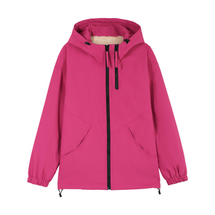 加绒加厚连帽风衣外套女士2025秋冬季新款中老年妈妈短款休闲夹克