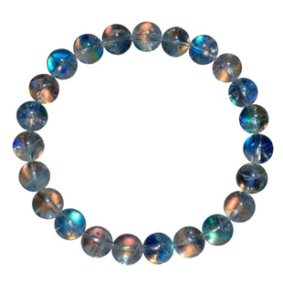 天然冰种马岛月光石三圈手链彩月光石玻璃体水晶手串礼物饰品男女