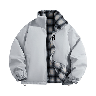 奥莱联名休闲风立领双面穿90鸭绒羽绒服男士加厚保暖宽松冬季外套