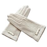 瑞迪卡欧秋冬新品女士羊毛蝴蝶结简约保暖户外开车防寒骑行手套