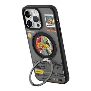 ANGYING × 都市梵高适用苹果17手机壳iphone16pro磁吸支点肤感ip14pro硅胶带15旋转支架plus防摔13新款Fo5