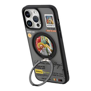 ANGYING × 都市梵高适用苹果17手机壳iphone16pro磁吸支点肤感ip14pro硅胶带15旋转支架plus防摔13新款Fo5