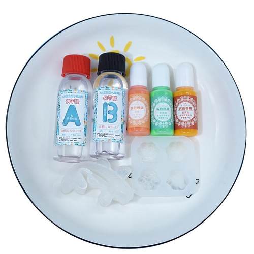 水晶滴胶diy材料包套装AB胶模具猫爪钥匙扣吊坠闪粉儿童配件套餐