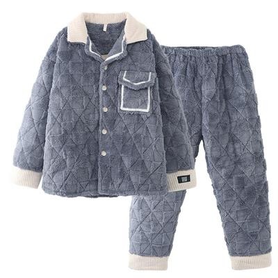 男士睡衣冬季三层夹棉加绒加厚