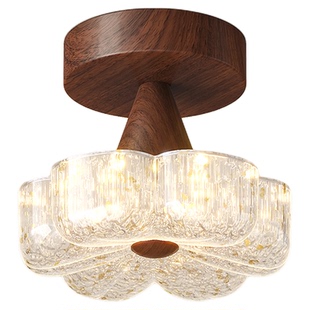 Home法式中古风走廊过道吸顶灯复古玄关阳台灯花朵入户led吸顶灯