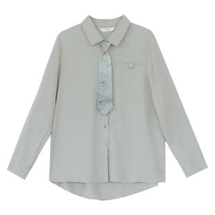 it'real瑞尔秋季新款学院风减龄显瘦莱赛尔长袖衬衫女装上衣