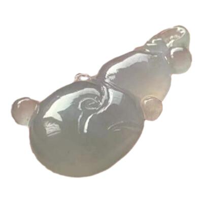 缅甸翡翠吊坠蓝紫底冰胶立体葫芦