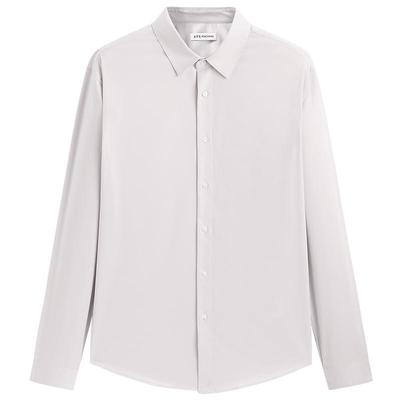 太平鸟男装修身时尚长袖衬衫秋季莫代尔纯色质感衬衣青年内搭