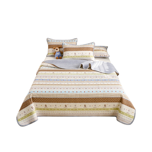 纯棉床盖三件套四季通用榻榻米夹棉全棉床单件加绒加厚防滑褥子冬