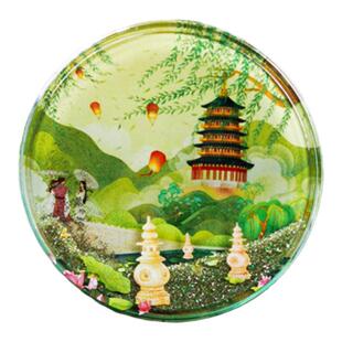 杭州西湖流沙冰箱贴旅游景点磁贴白娘子雷峰塔三潭印月文创小礼物