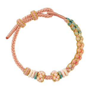 手绳编织绳手链可穿黄金转运珠手工编绳粉色小桃花半成品男女红绳