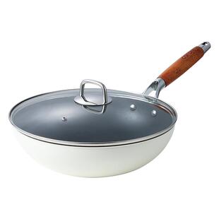 卡罗特珐琅钛铁炒锅家用炒菜不粘锅无涂层铸铁锅电磁炉燃气灶专用