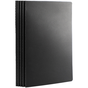 16k简约大学生黑卡纸牛皮本车线本b5大本子横线方格练习本笔记本A5高中生网格本复古牛皮纸软面抄文艺小清新