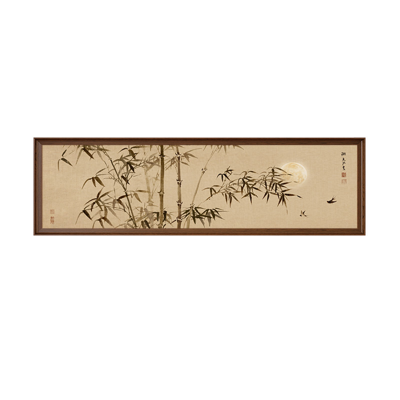 新中式墨竹图茶室装饰画