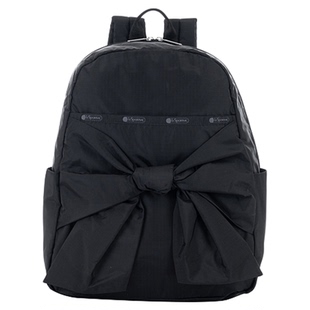 LeSportsac乐播诗新款BOW CAPSULE系列甜酷黑色蝴蝶结休闲双肩包