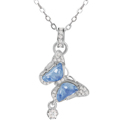 宫里上新正品天然海蓝宝蝴蝶项链