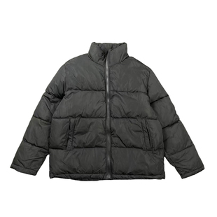 欧美单蓬松包裹暖感面包服棉衣 冬款防风蓄热高立领黑色百搭外衣