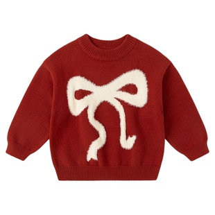 【拜年毛衣清仓】女童毛衣红色男童周岁礼服宝宝衣服冬季儿童过年