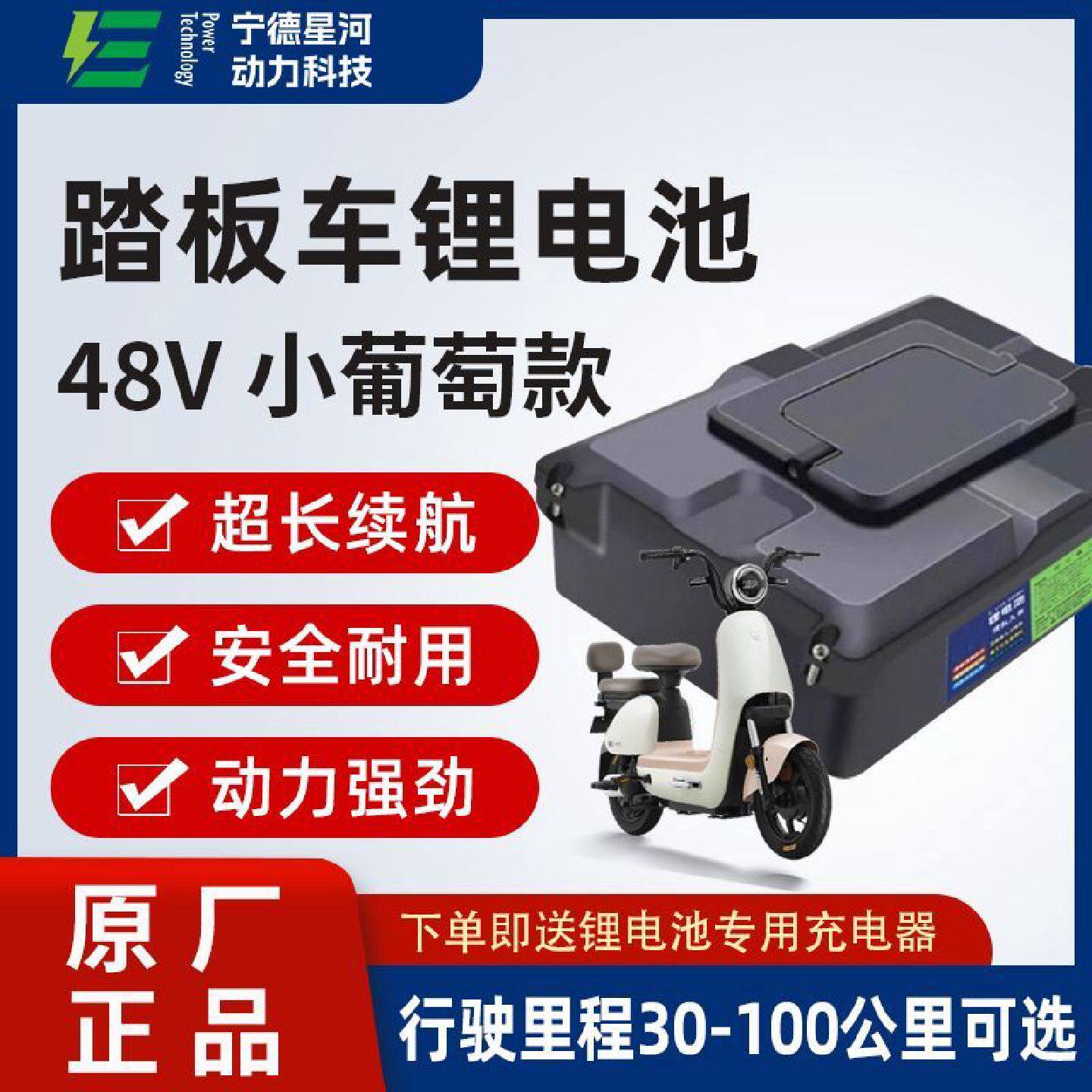 宁德星河锂电池48v脚踏板车专用锂电池超大容量磷酸铁锂电瓶