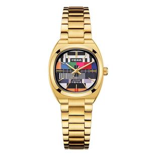 海鸥表复古金色银色情侣电视机械腕表星期二特别版时尚休闲1051AL