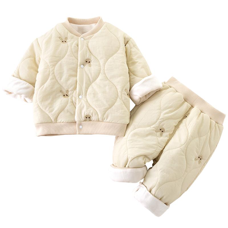 婴儿套装夹棉加厚棉衣新生幼儿爬服宝宝衣服秋冬装分体衣套装外穿