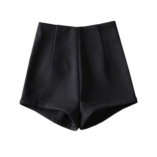 黑色毛呢短裤女秋冬款外穿百搭2026新款高腰显瘦阔腿打底靴裤冬季