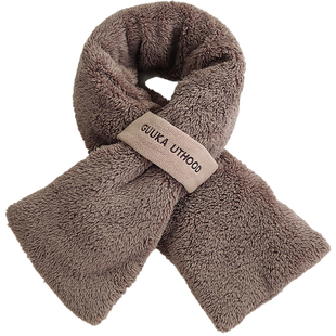 GUUKA深卡其加厚舒棉绒围巾男女同款 情侣冬季新款保暖百搭围脖潮