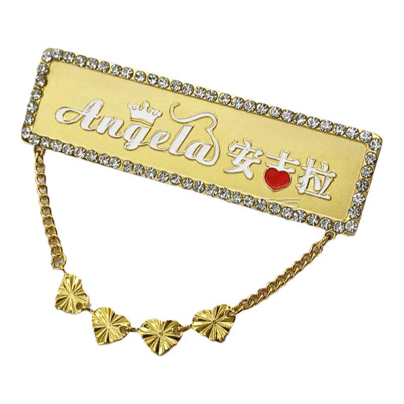 钛钢项链定制logo胸针胸花订做英文名字项链diy字母姓名锁骨链