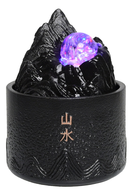 办公桌面假山流水转运珠循环风水球喷泉水景茶台摆设隔断装饰摆件