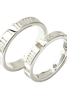 郑银季足银999时光恋人情侣戒指个性纯银对戒