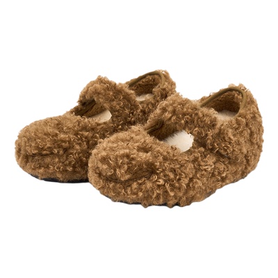 SMILEY笑脸棕色泰迪加绒玛丽珍鞋