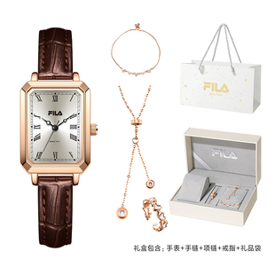 FILA斐乐女士手表复古轻奢小众腕表小方表送女友生日礼物礼盒6512