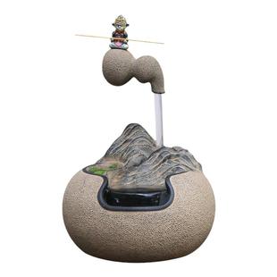 汉韵堂中式桌面流水摆件客厅书房创意招财装饰禅意悬壶循环水摆设