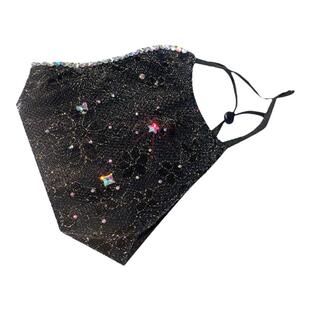 秋冬新款配饰薄纱双层棉布透气带钻口罩高颜值显脸瘦装饰面罩女