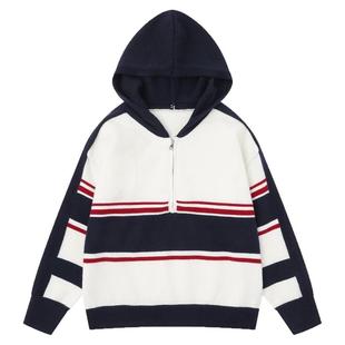 From Mars Carefree days contrast striped loose sweater