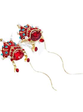 中国风脸谱耳环轻奢气质流苏耳线