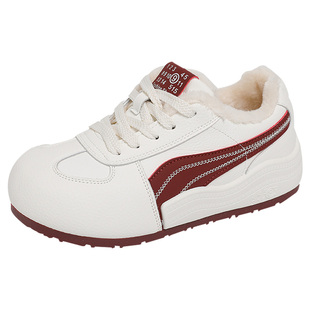 爆款加绒德训小白鞋女保暖厚底百搭休闲运动鞋冬季软底二棉鞋板鞋