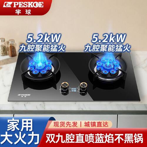 半球燃气灶双灶具家用液化气天然气煤气灶一级能效猛火大火力