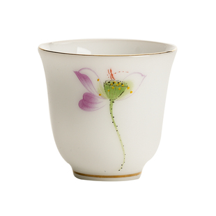 德化冰种玉白瓷茶杯陶瓷主人杯单杯功夫茶具茶盏喝茶品茗杯小杯子