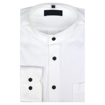 圆领纯色中华立领商务休闲白衬衣