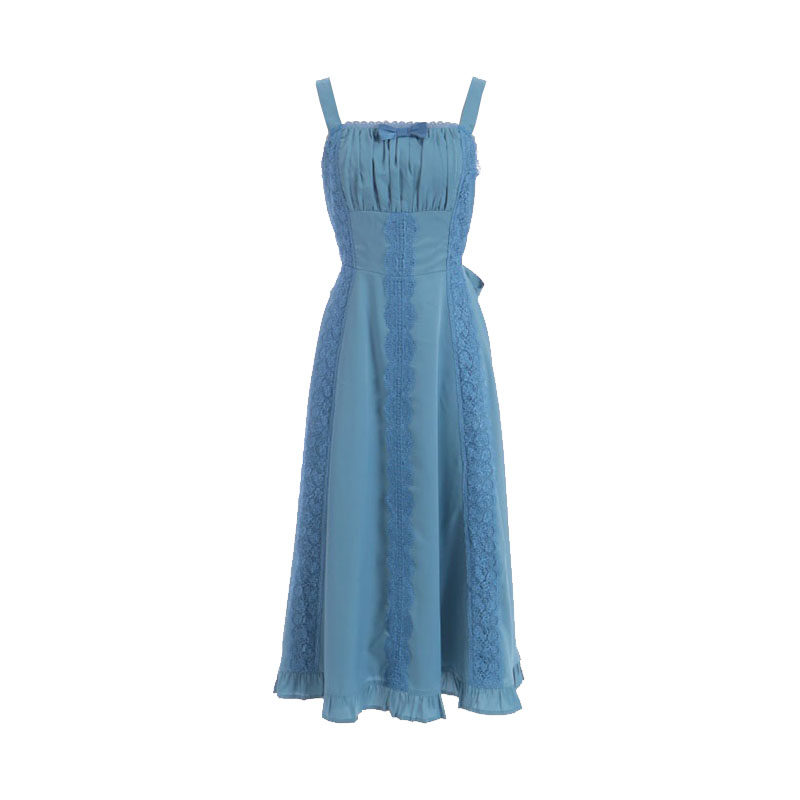axesfemme优雅蕾丝拼接吊带裙