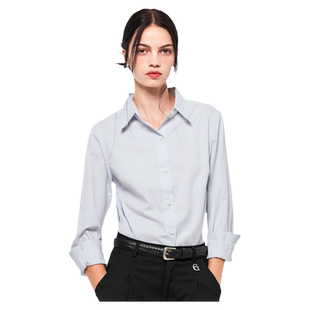 办公室高级白领条纹长袖衬衫女2024秋装职业高级感上班族内搭衬衣