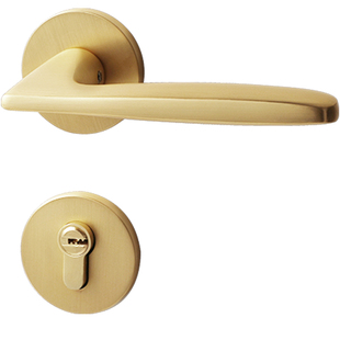 嘉森堡金色轻奢室内卧室门锁静音磁吸木门锁分体哑光拉丝金房门锁