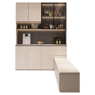 卡座餐边柜一体柜靠墙餐厅转角小户型餐桌客厅家用储物柜酒柜实木